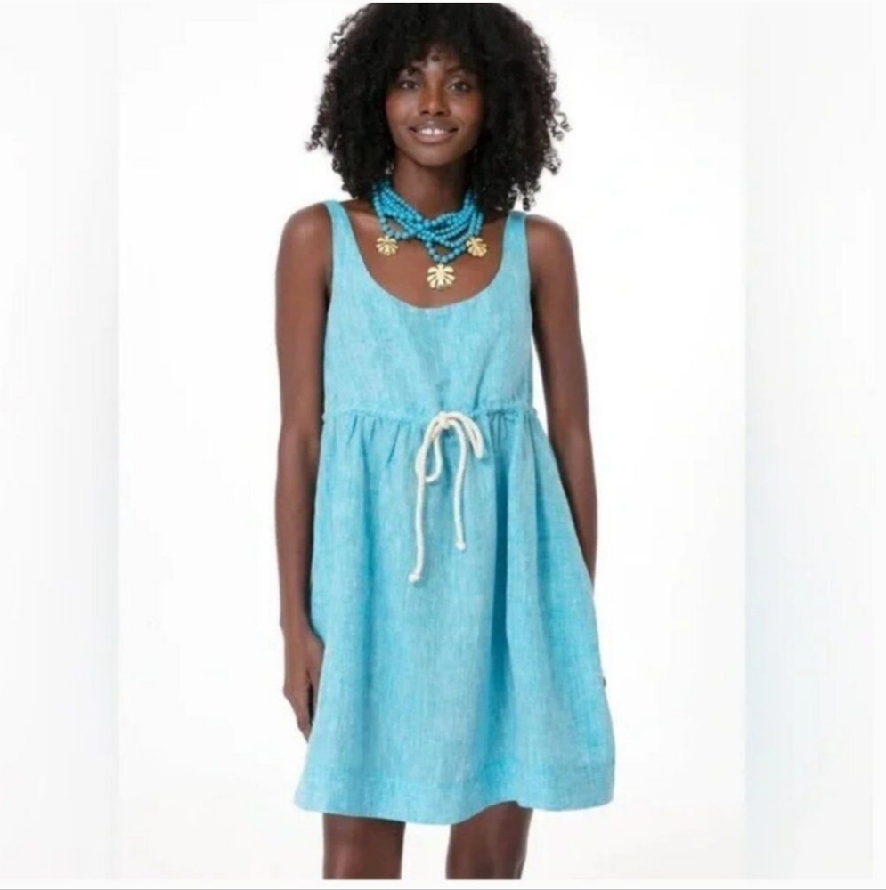 NWT Pomander Place Tuckernuck Aqua Sabella Mini Dress Linen